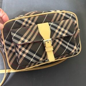 Burberry Plaid Crossbody Bag with Red Interior